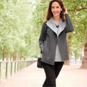 Talbots 90% Wool double face wings collar Woman Medium Jacket Grey blazer